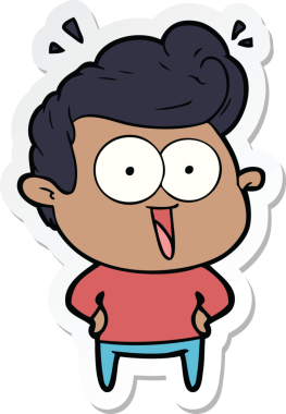 Bir insan tarafından çizilmiş heyecanlı bir adamın çıkartması.