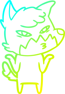 Bir insan tarafından çizilmiş akıllı bir tilkinin soğuk çizgi çizimi.