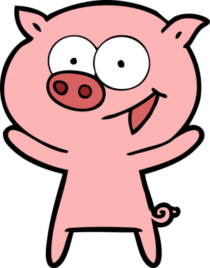 Bir insan tarafından çizilmiş neşeli domuz çizgi filmi.