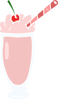 Bir insan tarafından çizilmiş düz renk çizgi film milkshake 'i