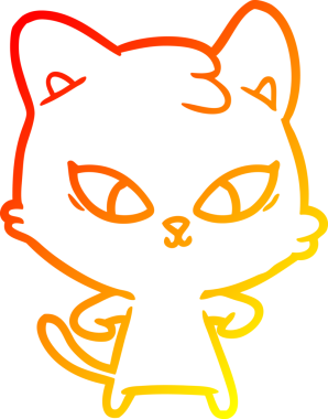 Bir insan tarafından çizilmiş sevimli bir çizgi film kedisinin sıcak çizgi çizgisi.