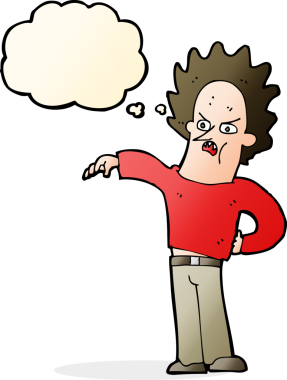 Düşünce baloncuğu bir insan tarafından çizilmiş yaramaz çocuk.