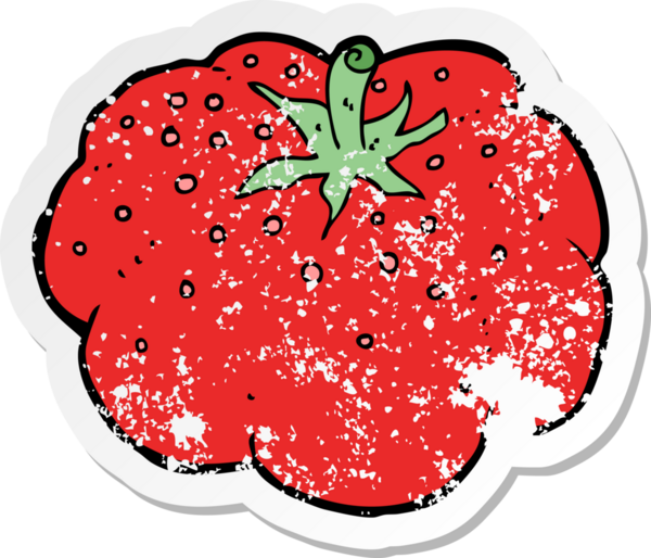 Bir insan tarafından çizilmiş bir domatesin gerilimli çıkartması.