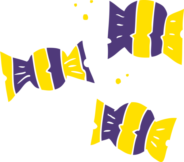 Bir insan tarafından çizilen cadılar bayramı şekerlerinin düz renk çizimi