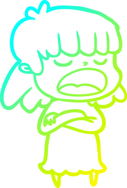 Bir insan tarafından yüksek sesle çizilmiş bir karikatür kadın çizimi.