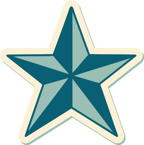 Bir insan tarafından çizilmiş geleneksel bir yıldız stiliyle dövme çıkartması.