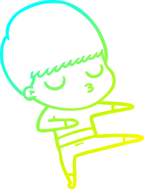 Bir çizgi film karakteri çizen soğuk gradyan bir çocuk bir insan tarafından çizilmiş.