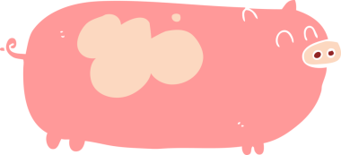 Bir insan tarafından çizilmiş domuzun düz renk çizimi