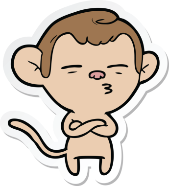 Bir insan tarafından çizilmiş şüpheli bir maymunun çıkartması.