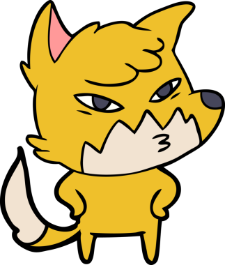 Bir insan tarafından çizilmiş akıllı çizgi film tilkisi.