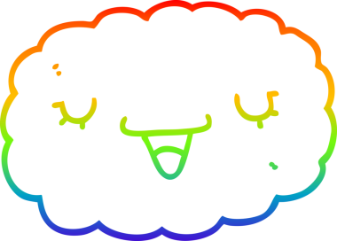 gökkuşağı gradyanı bir insan tarafından çizilmiş bir karikatür bulutunun çizimi