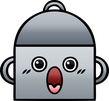 Bir insan tarafından çizilmiş tencerenin gölgeli karikatürü.