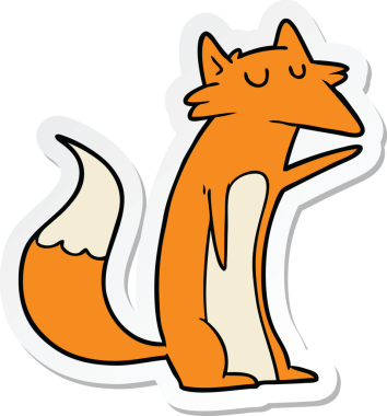 Bir insan tarafından çizilmiş bir tilkinin çıkartması.