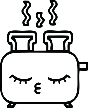 Bir insan tarafından çizilmiş bir tost makinesinin çizgi çizimi