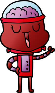 Bir insan tarafından çizilmiş mutlu çizgi film robotu