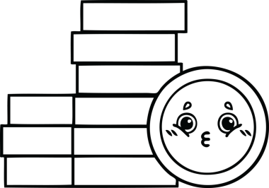 Bir insan tarafından çizilmiş bozuk paraların çizgi çizimi