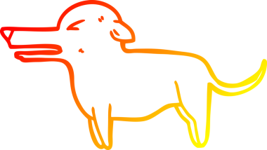 Bir insan tarafından çizilmiş çizgi film köpeğinin sıcak çizgi çizimi