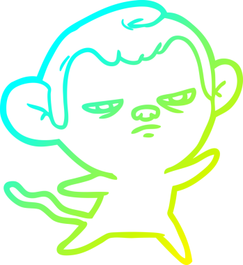 Bir insan tarafından çizilmiş, sinir bozucu bir maymunun soğuk çizgi çizimi.