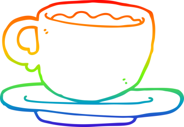 gökkuşağı gradyan çizgisi bir insan tarafından çizilmiş bir çay fincanı