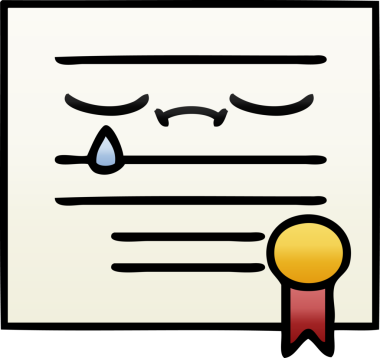 Mezuniyet diplomasının bir insan tarafından çizilmiş gölgeli karikatürü.