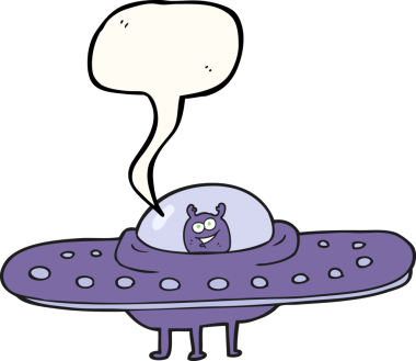 Bir insan tarafından çizilmiş serbest konuşma balonu uçan daire.