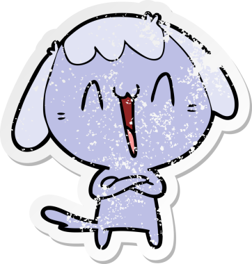 Bir insan tarafından çizilmiş şirin bir köpeğin sıkıntılı çıkartması.