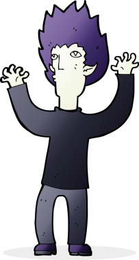 Bir insan tarafından çizilmiş bir vampir çizgi filmi.