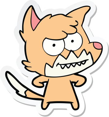 Bir insan tarafından çizilmiş sırıtan tilki çizgi filminin çıkartması