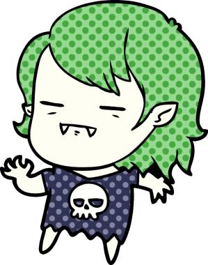 Bir insan tarafından çizilmiş ölümsüz vampir kız çizgi filmi.