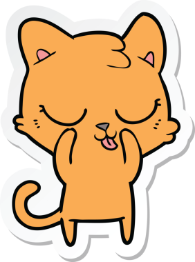 Bir insan tarafından çizilmiş çizgi film kedisinin çıkartması.