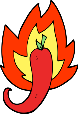 Bir insan tarafından çizilmiş kırmızı acı biber karikatürü.