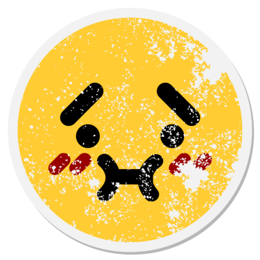 gergin yüz dairesel etiketi bir insan tarafından çizilmiş.