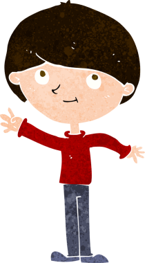 Bir insan tarafından çizilmiş mutlu çocuk çizgi filmi.