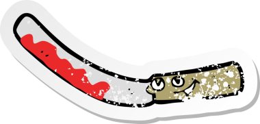 Bir insan tarafından çizilmiş reçel bıçağının gerilimli retro çıkartması.