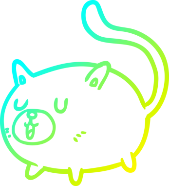 Bir insan tarafından çizilmiş mutlu bir kedinin soğuk gradyan çizgisi