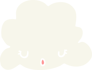 Bir insan tarafından çizilmiş şirin düz renkli çizgi film bulutu