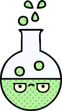 Bir insan tarafından çizilmiş bir test tüpünün çizgi romanı.