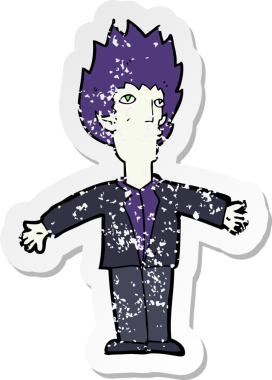 Bir insan tarafından çizilmiş bir vampir çizgi filminin gerilimli yapıştırması.