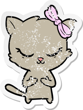 Bir insan tarafından çizilmiş şirin bir çizgi film kedisinin sıkıntılı çıkartması.