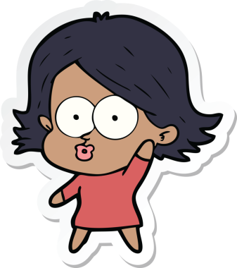 Bir insan tarafından çizilmiş somurtkan bir çizgi film kızının çıkartması.