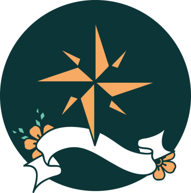 bir insan tarafından çizilmiş bir yıldızın pankartıyla dövme biçimi simgesi