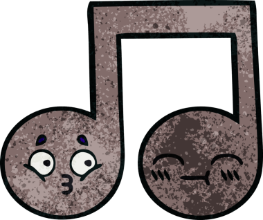 Bir insan tarafından çizilmiş müzikal notanın retro grunge desen karikatürü