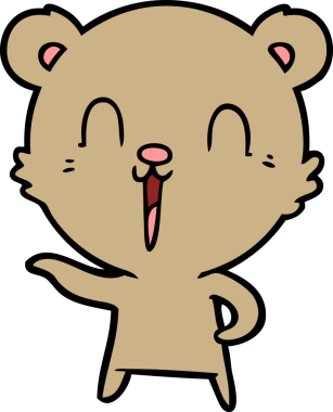 Bir insan tarafından çizilmiş mutlu çizgi film ayısı.