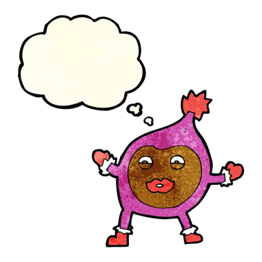 Bir insan tarafından çizilmiş düşünce baloncuklu komik bir yaratık.