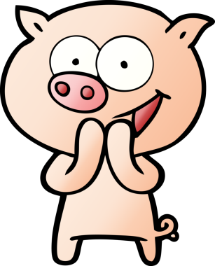 Bir insan tarafından çizilmiş neşeli domuz çizgi filmi.