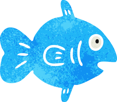 İnsan tarafından çizilmiş bir deniz balığının el çizimi karikatürü.