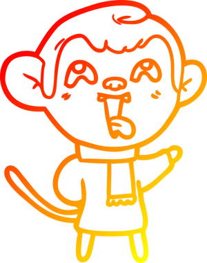 Bir insan tarafından çizilmiş eşarp giyen çılgın bir maymunun sıcak çizgi çizimi