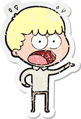 Bir insan tarafından çizilen şok olmuş bir adamın karikatür çıkartması.