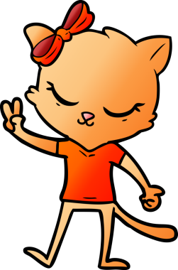 Bir insan tarafından çizilmiş sevimli çizgi film kedisi.