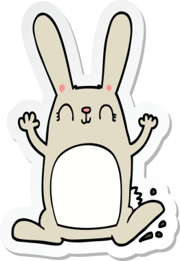 Bir insan tarafından çizilmiş çizgi film tavşanının çıkartması.